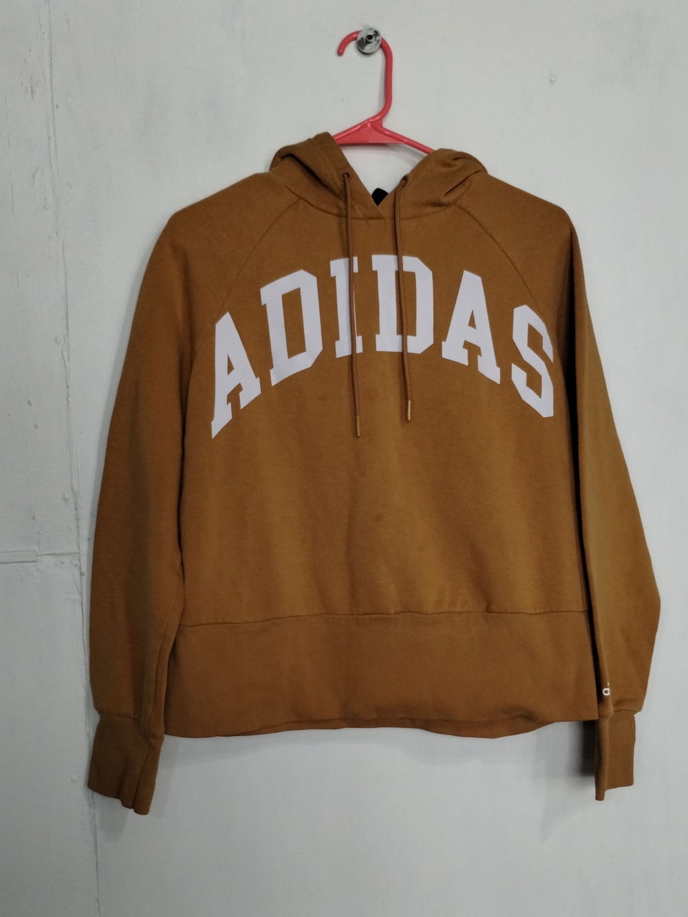 adidas Women's Crewneck Hoodie in Caramel Brown with White Logo